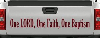 One Lord One Faith One Baptism Christian Car or Truck Window Decal Sticker (Purple Red)