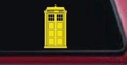 Dr Who Tardis Police Box Sci Fi Car or Truck Window Decal Sticker (Yellow)
