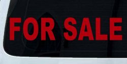 For Sale Resale Auto Car or Truck Window Vinyl Decal Sticker (Red)