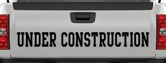 Under Construction Car or Truck Window Decal Sticker (Black)