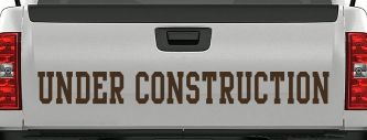 Under Construction Car or Truck Window Decal Sticker (Brown)
