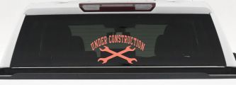 Under Construction Crossed Wrenches Motor Sports Car or Truck Window Vinyl Decal Sticker (Coral)