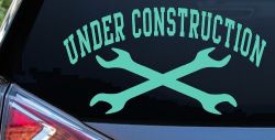 Under Construction Crossed Wrenches Motor Sports Car or Truck Window Decal Sticker (Mint)