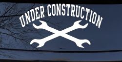 Under Construction Crossed Wrenches Motor Sports Car or Truck Window Decal Sticker