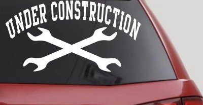 Under Construction Crossed Wrenches Motor Sports Car or Truck Window Vinyl Decal Sticker