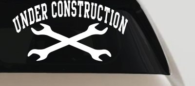 Under Construction Crossed Wrenches Motor Sports Car or Truck Window Vinyl Decal Sticker