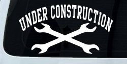 Under Construction Crossed Wrenches Motor Sports Car or Truck Window Decal Sticker