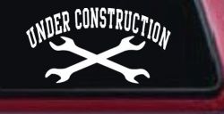 Under Construction Crossed Wrenches Motor Sports Car or Truck Window Decal Sticker
