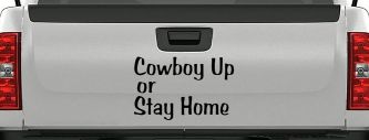 Cowboy Up Or Stay Home Western Car or Truck Window Decal Sticker (Black)