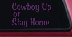 Cowboy Up Or Stay Home Western Car or Truck Window Decal Sticker (Violet)