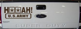 Hooah US Army Military Car or Truck Window Vinyl Decal Sticker (Brown)