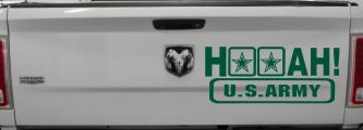 Hooah US Army Military Car or Truck Window Decal Sticker (Dark Green)