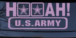 Hooah US Army Military Car or Truck Window Decal Sticker (Lilac)