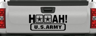 Hooah US Army Military Car or Truck Window Decal Sticker (Matte Black)