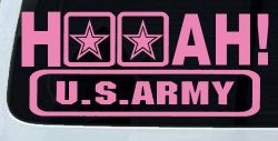 Hooah US Army Military Car or Truck Window Decal Sticker (Pink)