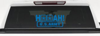Hooah US Army Military Car or Truck Window Vinyl Decal Sticker (Sky Blue)