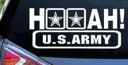 Hooah US Army Military Car or Truck Window Decal Sticker