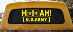 Hooah US Army Military Car or Truck Window Decal Sticker (Yellow)