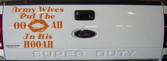 Army Wives Put The OO AH In His HOOAH Military Car or Truck Window Decal Sticker (Nut Brown)