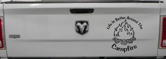 Life Is Better Around The Campfire Camping Hiking Hunting And Fishing Car or Truck Window Decal Sticker (Black)