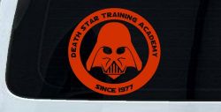 Star Wars Death Star Training Academy Darth Vader Sci Fi Car or Truck Window Decal Sticker (Orange Red)
