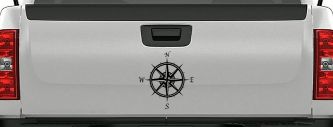 Compass Rose Car or Truck Window Decal Sticker (Black)