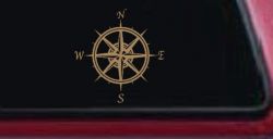 Compass Rose Car or Truck Window Decal Sticker (Light Brown)