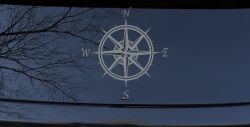 Compass Rose Car or Truck Window Vinyl Decal Sticker (Telegrey)