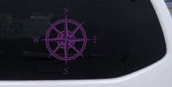 Compass Rose Car or Truck Window Decal Sticker (Violet)