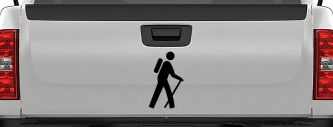 Hiking Hiker Stick Figure Car or Truck Window Vinyl Decal Sticker (Black)