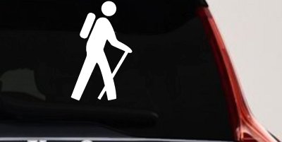 Hiking Hiker Stick Figure Car or Truck Window Vinyl Decal Sticker