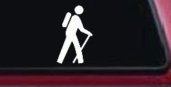 Hiking Hiker Stick Figure Car or Truck Window Decal Sticker