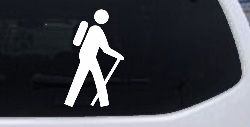 Hiking Hiker Stick Figure Car or Truck Window Decal Sticker