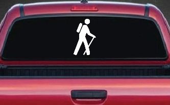 Hiking Hiker Stick Figure Car or Truck Window Decal Sticker