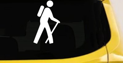 Hiking Hiker Stick Figure Car or Truck Window Vinyl Decal Sticker