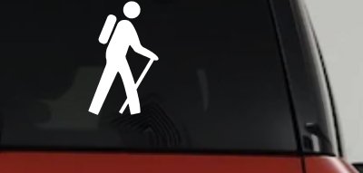 Hiking Hiker Stick Figure Car or Truck Window Vinyl Decal Sticker