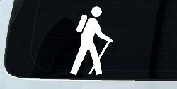 Hiking Hiker Stick Figure Car or Truck Window Decal Sticker