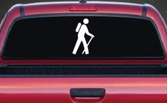 Hiking Hiker Stick Figure Car or Truck Window Decal Sticker