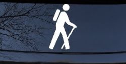 Hiking Hiker Stick Figure Car or Truck Window Decal Sticker