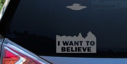 X Files I Want To Believe Space Ship Aliens Sci Fi Car or Truck Window Vinyl Decal Sticker (Silver)
