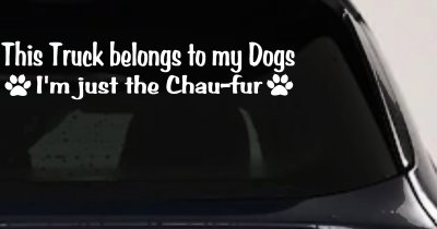 This Truck Belongs To My Dog Im Just The Chaufur Car or Truck Window Vinyl Decal Sticker