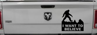 I Want To Believe Bigfoot Sasquatch Yetti Car or Truck Window Decal Sticker (Black)
