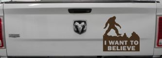 I Want To Believe Bigfoot Sasquatch Yetti Car or Truck Window Decal Sticker (Brown)