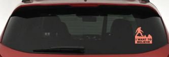 I Want To Believe Bigfoot Sasquatch Yetti Car or Truck Window Decal Sticker (Coral)