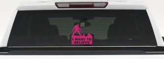I Want To Believe Bigfoot Sasquatch Yetti Car or Truck Window Decal Sticker (Hot Pink)