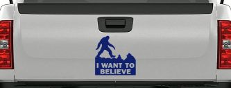 I Want To Believe Bigfoot Sasquatch Yetti Car or Truck Window Decal Sticker (Navy)