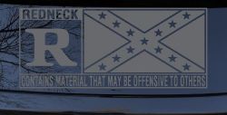 Rated R Redneck Confederate Flag  Country Car or Truck Window Decal Sticker (Silver)