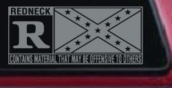 Rated R Redneck Confederate Flag  Country Car or Truck Window Decal Sticker (Telegrey)