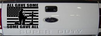 All Gave Some Some Gave All Flag Soldier at Cross Military Car or Truck Window Decal Sticker (Black)