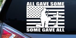 All Gave Some Some Gave All Flag Soldier at Cross Military Car or Truck Window Decal Sticker